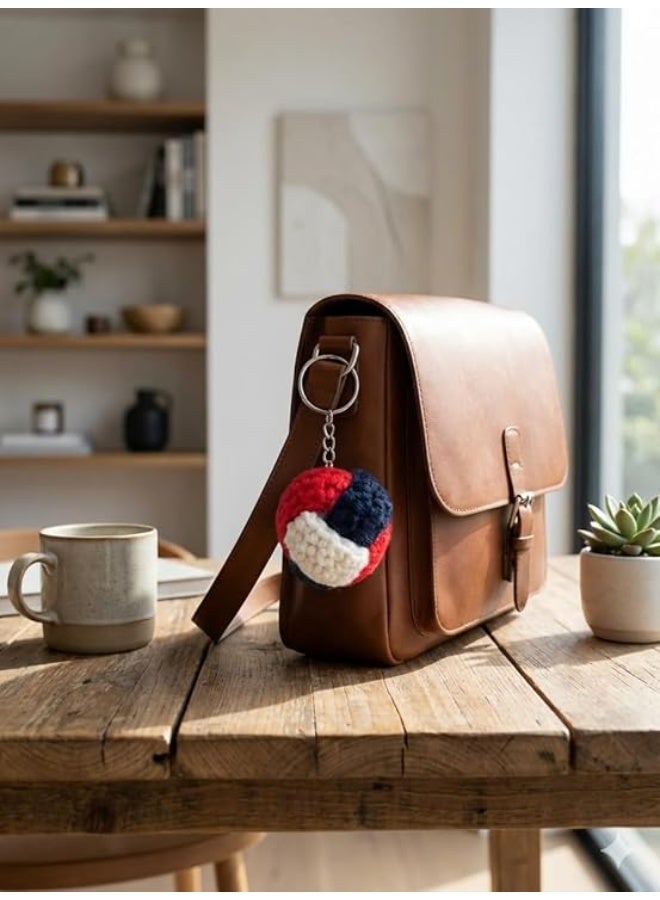 Handmade Wool Keychain Premium Hand Crocheted Soft Yarn Keyring Durable Metal Ring Lightweight Unique Gift Daily Use - Image 3